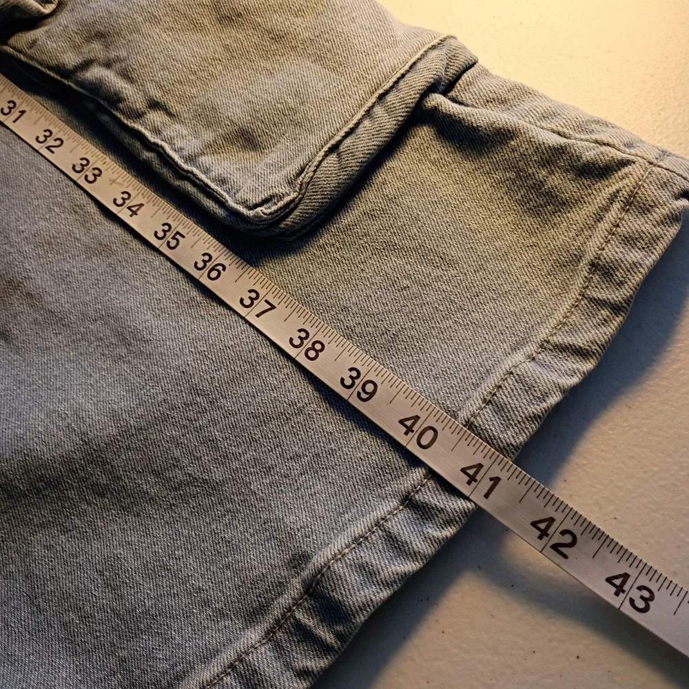 And Now This Womens Wide Leg Cargo Jeans Light Wash High Rise Denim Size 28